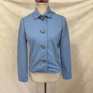 Vtg 60s polyester hand made light blue jacket